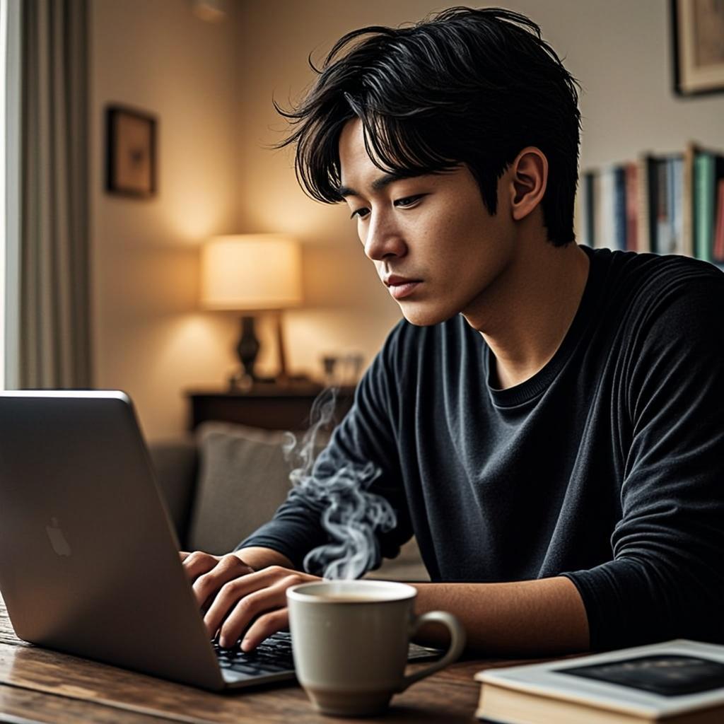 Студент учится онлайн